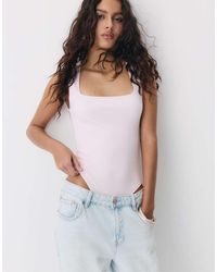 Stradivarius - Polyamide Bodysuit With Square Neckline - Lyst