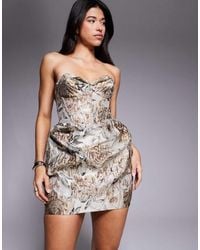 ASOS - Structured Bandeau Mini Dress With Deep Pleated Skirt - Lyst