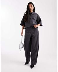 Object - Pantalones Gris Oscuro Jaspeado De Talle Alto Y Pernera Ancha De (Parte De Un Conjunto) - Lyst