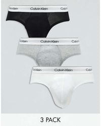 Calvin Klein - Pack De 3 Calzoncillos Slip De Color Negro, Gris Y Blanco Modern Cotton De - Lyst