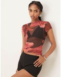 ASOS - Gekrompen T-Shirt Van Doorschijnend Mesh - Lyst