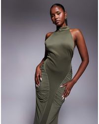 ASOS - Premium High Neck Maxi Dress With Super Ruched Channels - Lyst