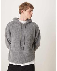 ASOS - Felpa Con Cappuccio Oversize Squadrata Grigio Mélange - Lyst