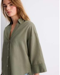 Stradivarius - Linen-effect Kimono Sleeve Shirt - Lyst