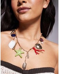 Kaiia - Exclusive Multi Charm Shell And Coral Necklace - Lyst