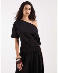 ASOS - Textured Off Shoulder T-shirt - Lyst
