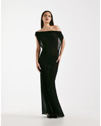I.AM.GIA - Kahlo Chiffon Sheer Off Shoulder Open Back Tie Detail Maxi Dress - Lyst