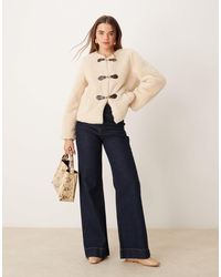 Vila - Teddy Fleece Jacket With Buckle Details - Lyst