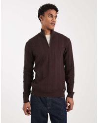 Threadbare - Cable Knit Quarter Zip Jumper - Lyst