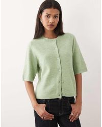 Vila - Short Sleeve Soft Knitted Cardigan - Lyst