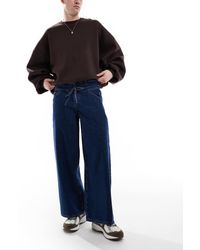 ASOS - Vaqueros Muy Holgados Con Lavado Azul Medio Y Doble Cinturilla De - Lyst