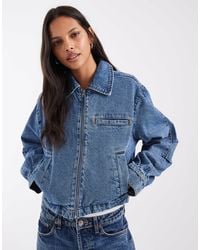 Noisy May - Boxy Zip Thru Denim Jacket - Lyst