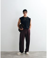 ASOS - Joggers Marrones De Pernera Ancha Con Pinzas-Violeta - Lyst