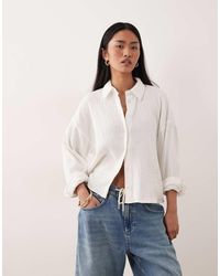ASOS - Cropped Overhemd Van Katoen Met Textuur - Lyst