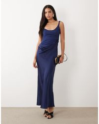 ASOS - Deep Scoop Neck Maxi Dress With Asymmetric Draped Skirt Overlay - Lyst