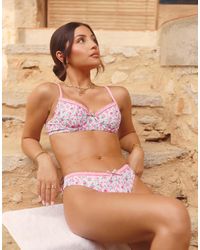 The Frolic - X Lydia Kara Exclusive Cupped Lace Trim Tie Back Bikini Top Co-ord - Lyst