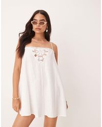ASOS - Textured Doily Insert Mini Beach Dress - Lyst