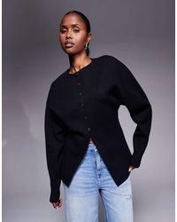GOOD AMERICAN - Compact Knit Cinched Waist Ovoid Sleeve Longline Cardigan - Lyst
