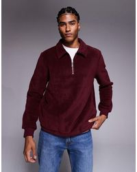 ASOS - Fleece Sweatshirt Met Korte Rits En Opstaande Boord - Lyst