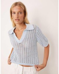 Brave Soul - Pointelle Knit Collared T-Shirt - Lyst