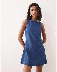 ASOS - Denim Fit And Flare Shift Dress - Lyst