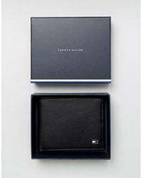 Tommy Hilfiger Eton Mini Billfold Leather Wallet In Black