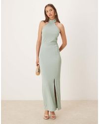 Vila - Textured Jersey Halter Maxi Dress - Lyst