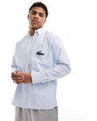 Lacoste - Stripe Shirt With Contrast Collar - Lyst