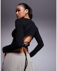 ASOS - Round Neck Top With Cross Tie Back - Lyst