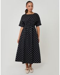 Threadbare - Elasticated Waist Polka Dot Poplin Midi Dress - Lyst