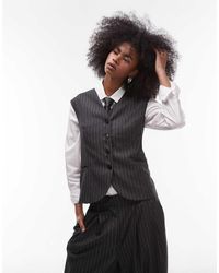 ASOS - Gilet Sartoriale Antracite Gessato Accollato - Lyst