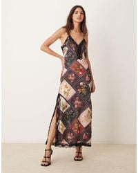 Miss Selfridge - Cami Maxi Dress With Lace Detail - Lyst