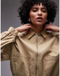 TOPSHOP - Cotton Bomber Jacket With Cord Collar - Lyst