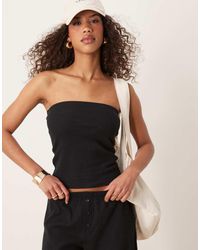 ASOS - Bandeau-Top Met Lange Pasvorm En Wafelstructuur - Lyst