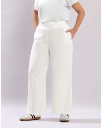 Yours Clothing - Linen Wide Leg Trousers - Lyst