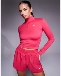 Nike - Top Entallado De Manga Larga Con Media Cremallera De Nike One Training - Lyst