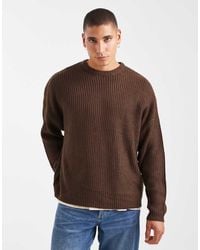 Only & Sons - Jersey Marrón Oscuro Extragrande De Punto Inglés Acanalado De - Lyst