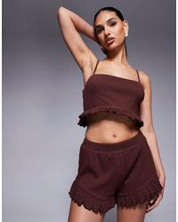 ASOS - Crop top d'ensemble effet froissé à ourlet volanté - Lyst