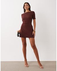 ASOS - Rib Slash Neck Shoulder Seam Mini Dress - Lyst
