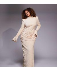 ASOS - Curve Velvet Sequin Maxi Dress With Drape Waist - Lyst