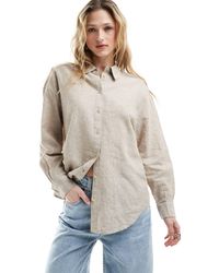 Monki - Linen Blend Oversized Shirt - Lyst