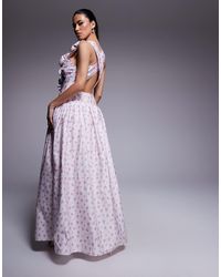 reyna maxi dress Reyna Floral Halter Slit Maxi Dress (Rouge Pink)