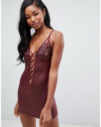 Ann Summers Izzy Chemise In Burgundy - Red