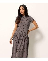 PixieGirl - Petite Polka Dot Drop Waist Maxi Dress - Lyst