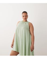 ASOS - Asos Design Curve Asymmetric Hem Volume Mini Dress - Lyst