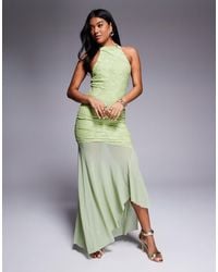 ASOS - Highneck Maxi Dress With Sheer Skirt - Lyst