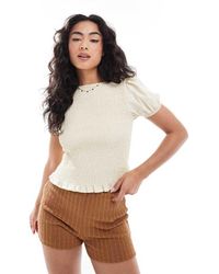 ASOS - Shirred Puff Sleeve Blouse - Lyst