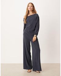 ASOS - Pantaloni Con Fondo Ampio Morbidi Lisci Color Inchiostro Slavato - Lyst