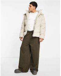 ASOS Cord Puffer Jacket With Hood - Natural