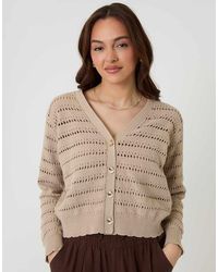 Threadbare - Pointelle Knit V-Neck Cardigan - Lyst